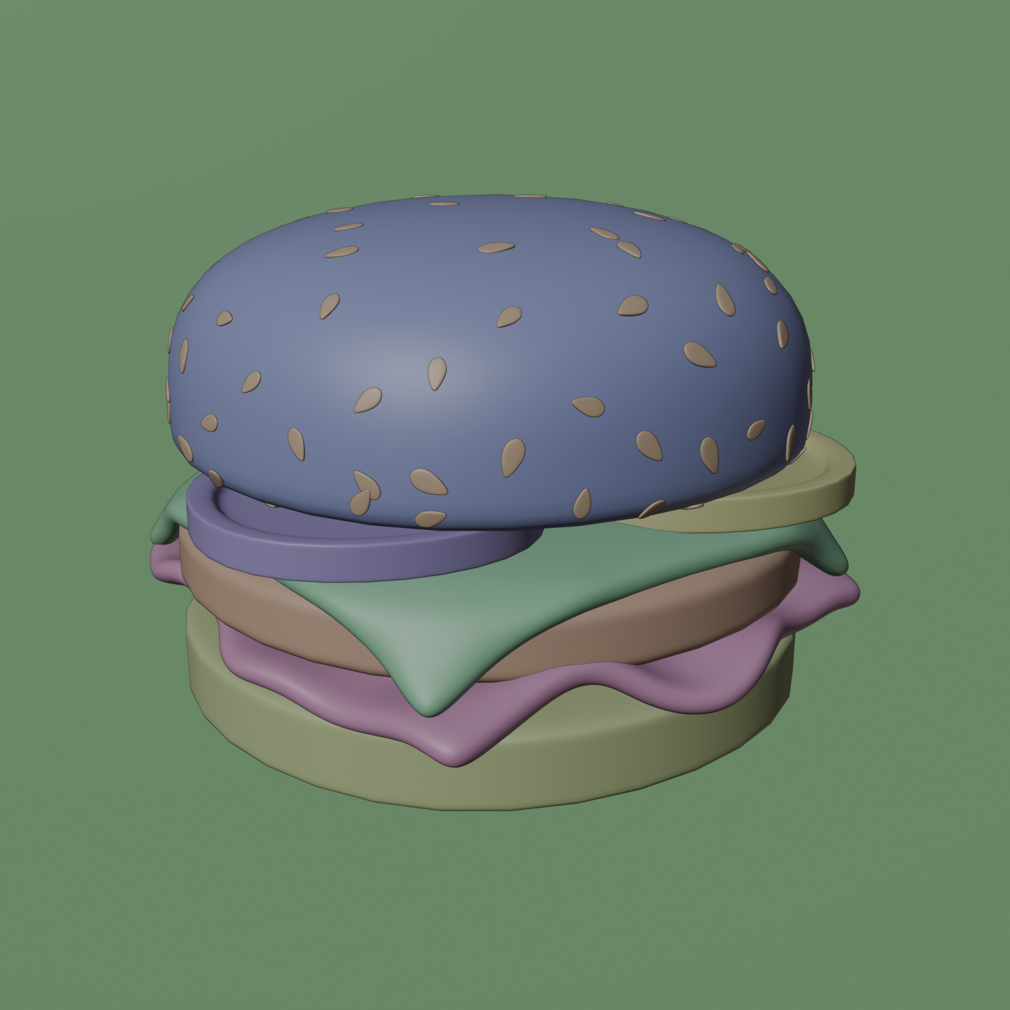 Hamburguesa Cartoon Modelado 3D Blender con Texturas