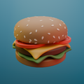 Hamburguesa Cartoon Modelado 3D Blender con Texturas