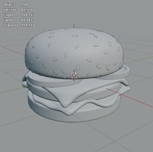 Hamburguesa Cartoon Modelado 3D Blender con Texturas