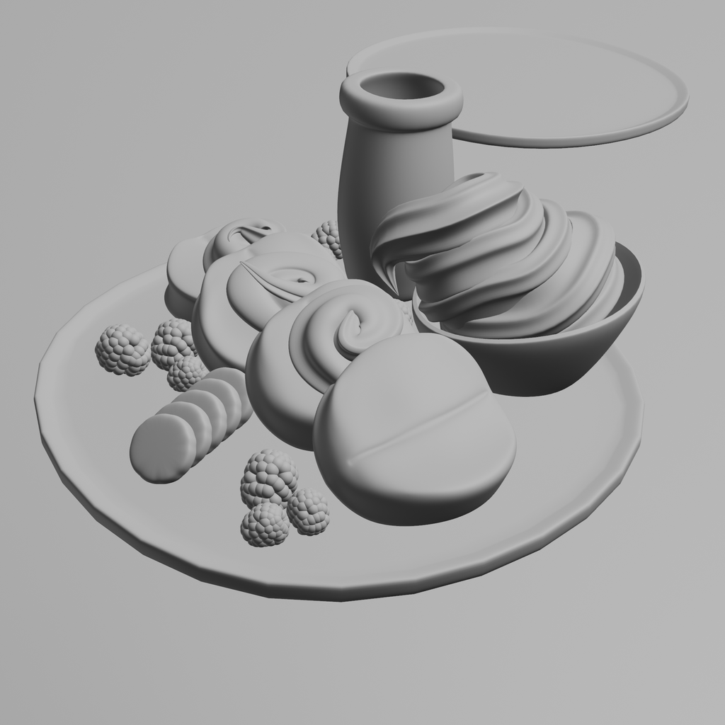 Plato de Desayuno Modelado 3D Blender con Texturas