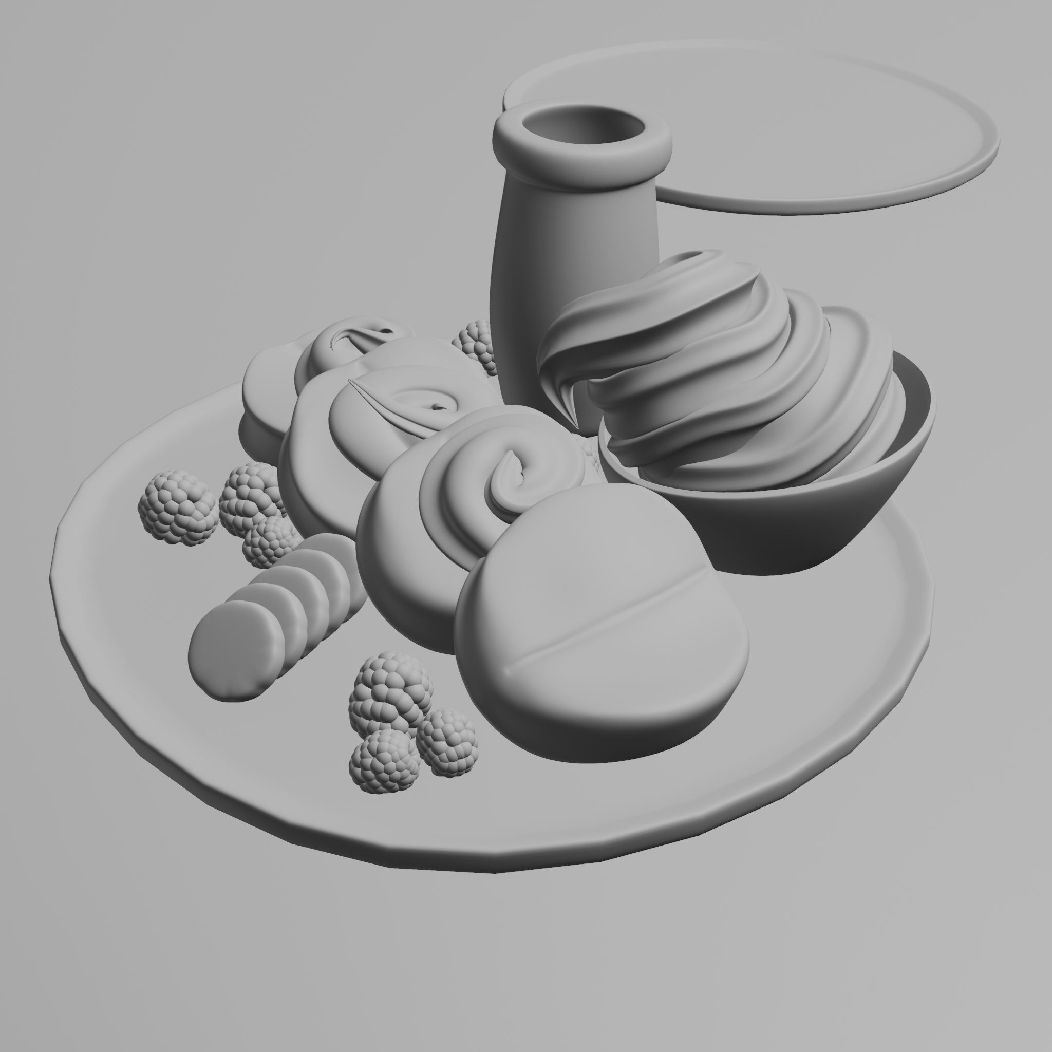Plato de Desayuno Modelado 3D Blender con Texturas